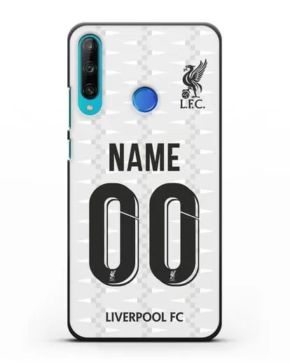 Именной чехол Ливерпуль с фамилией и номером (сезон 2019-2020) белая форма силиконовый для Honor 9C
