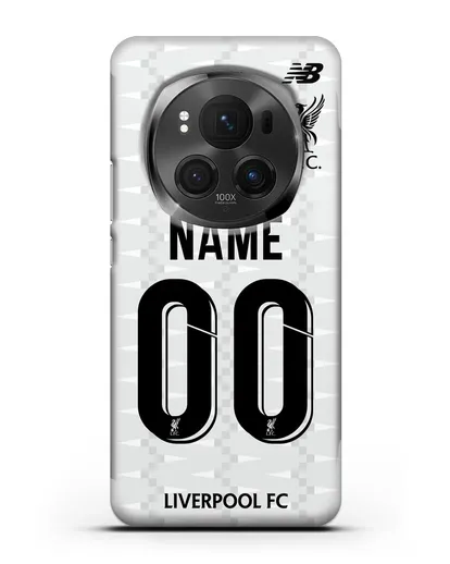 Именной чехол Ливерпуль с фамилией и номером (сезон 2019-2020) белая форма силиконовый для Honor Magic 6 Pro