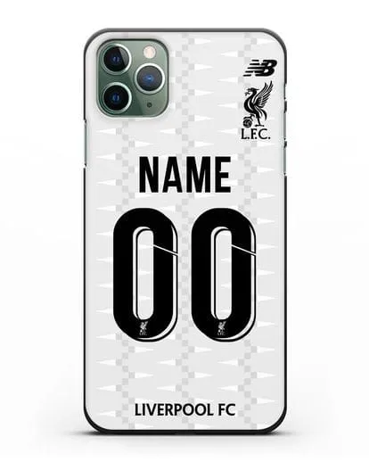 Именной чехол Ливерпуль с фамилией и номером (сезон 2019-2020) белая форма силиконовый для iPhone 11 Pro Max