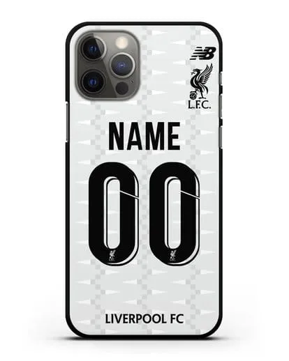 Именной чехол Ливерпуль с фамилией и номером (сезон 2019-2020) белая форма силиконовый для iPhone 12 Pro