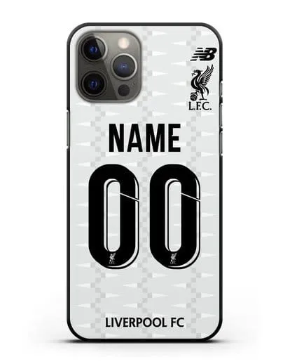 Именной чехол Ливерпуль с фамилией и номером (сезон 2019-2020) белая форма силиконовый для iPhone 12 Pro Max