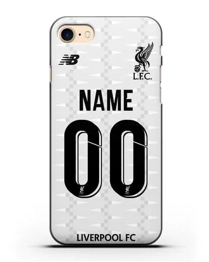 Именной чехол Ливерпуль с фамилией и номером (сезон 2019-2020) белая форма силиконовый для iPhone 8