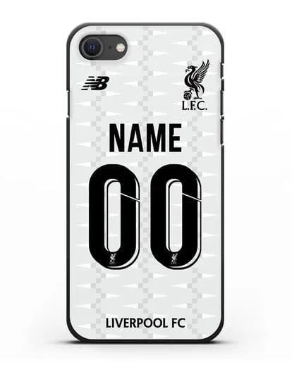 Именной чехол Ливерпуль с фамилией и номером (сезон 2019-2020) белая форма силиконовый для iPhone SE 2020