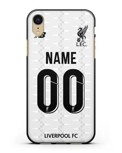 Именной чехол Ливерпуль с фамилией и номером (сезон 2019-2020) белая форма силиконовый для iPhone XR