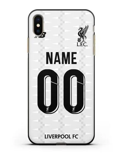 Именной чехол Ливерпуль с фамилией и номером (сезон 2019-2020) белая форма силиконовый для iPhone XS Max