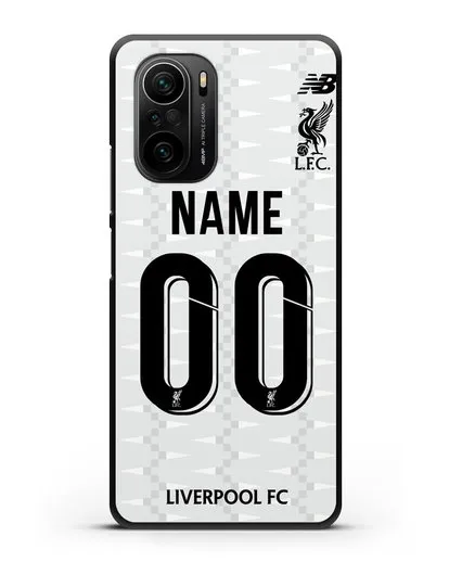 Именной чехол Ливерпуль с фамилией и номером (сезон 2019-2020) белая форма силиконовый для Xiaomi Poco F3