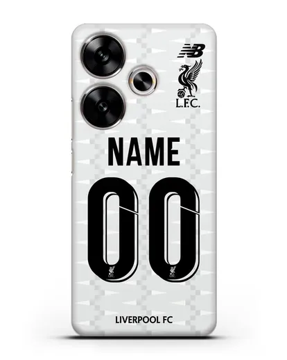 Именной чехол Ливерпуль с фамилией и номером (сезон 2019-2020) белая форма силиконовый для Xiaomi Poco F6