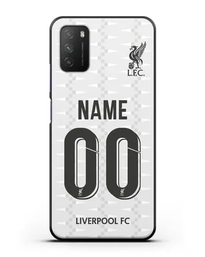 Именной чехол Ливерпуль с фамилией и номером (сезон 2019-2020) белая форма силиконовый для Xiaomi Poco M3