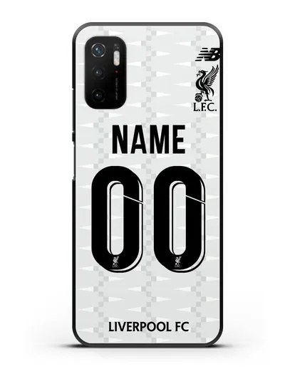 Именной чехол Ливерпуль с фамилией и номером (сезон 2019-2020) белая форма силиконовый для Xiaomi Poco M3 Pro