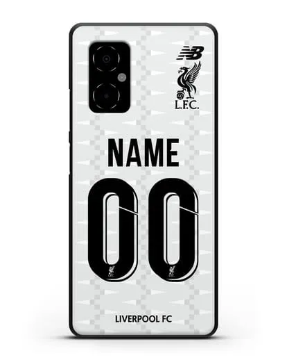 Именной чехол Ливерпуль с фамилией и номером (сезон 2019-2020) белая форма силиконовый для Xiaomi Poco M4 5G