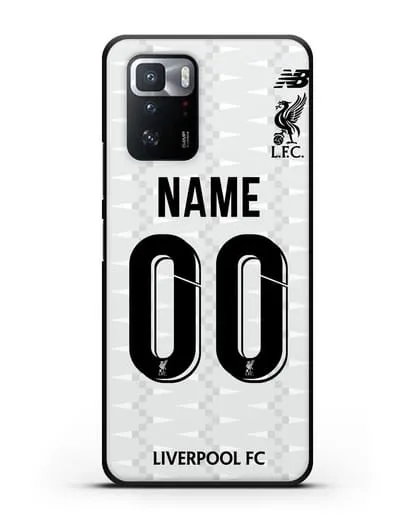 Именной чехол Ливерпуль с фамилией и номером (сезон 2019-2020) белая форма силиконовый для Xiaomi Poco X3 GT