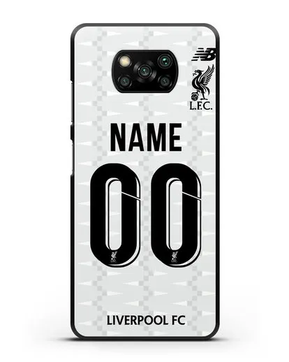 Именной чехол Ливерпуль с фамилией и номером (сезон 2019-2020) белая форма силиконовый для Xiaomi Poco X3 Pro