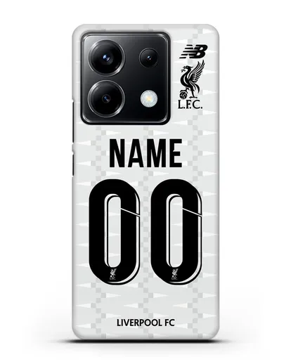 Именной чехол Ливерпуль с фамилией и номером (сезон 2019-2020) белая форма силиконовый для Xiaomi Poco X6