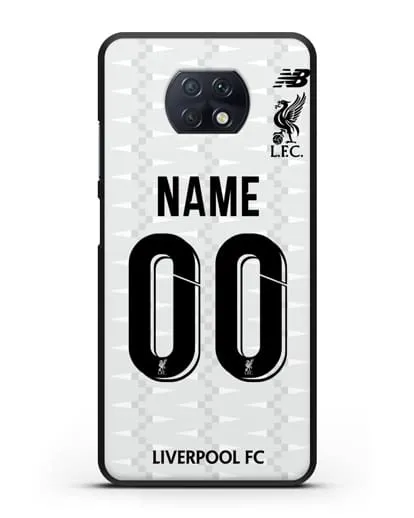 Именной чехол Ливерпуль с фамилией и номером (сезон 2019-2020) белая форма силиконовый для Xiaomi Redmi Note 9T