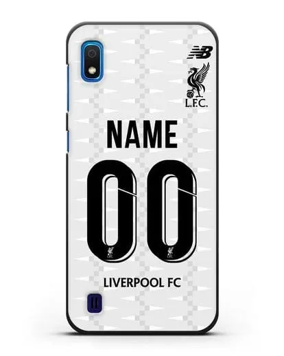 Именной чехол Ливерпуль с фамилией и номером (сезон 2019-2020) белая форма силиконовый для Samsung Galaxy A10 [SM-A105F]