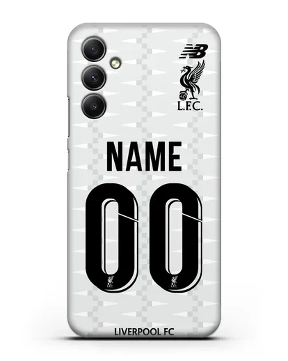Именной чехол Ливерпуль с фамилией и номером (сезон 2019-2020) белая форма силиконовый для Samsung Galaxy A34 [SM-A346]