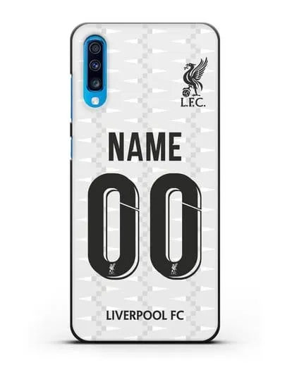 Именной чехол Ливерпуль с фамилией и номером (сезон 2019-2020) белая форма силиконовый для Samsung Galaxy A70 [SM-A705F]