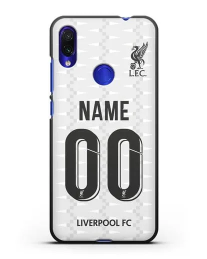 Именной чехол Ливерпуль с фамилией и номером (сезон 2019-2020) белая форма силиконовый для Xiaomi Redmi Note 7