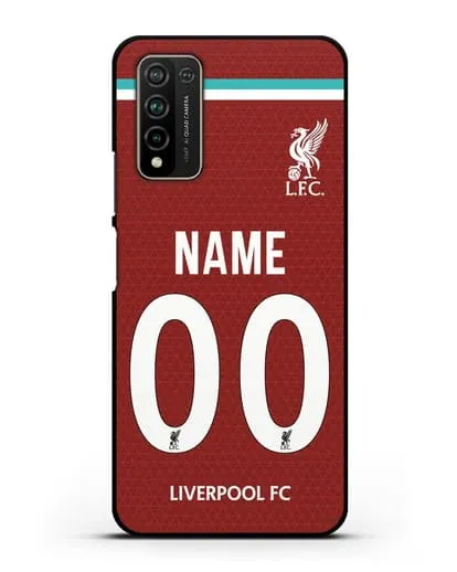 Именной чехол ФК Ливерпуль с фамилией и номером (сезон 2020-2021) домашняя форма силиконовый для Honor 10X Lite