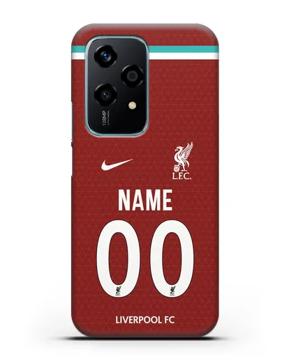 Именной чехол ФК Ливерпуль с фамилией и номером (сезон 2020-2021) домашняя форма силиконовый для Honor 200 Lite