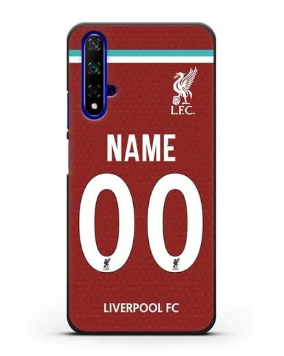 Именной чехол ФК Ливерпуль с фамилией и номером (сезон 2020-2021) домашняя форма силиконовый для Honor 20