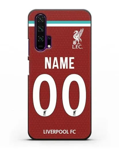 Именной чехол ФК Ливерпуль с фамилией и номером (сезон 2020-2021) домашняя форма силиконовый для Honor 20 Pro