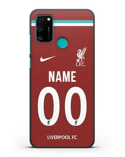 Именной чехол ФК Ливерпуль с фамилией и номером (сезон 2020-2021) домашняя форма силиконовый для Honor 9A