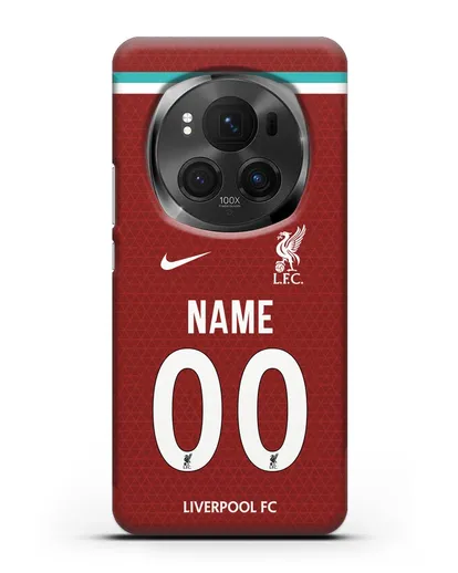 Именной чехол ФК Ливерпуль с фамилией и номером (сезон 2020-2021) домашняя форма силиконовый для Honor Magic 6 Pro