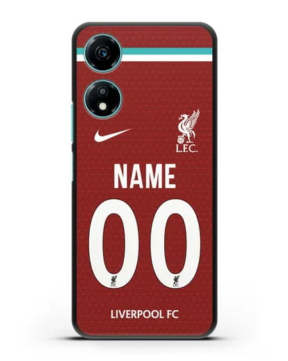 Именной чехол ФК Ливерпуль с фамилией и номером (сезон 2020-2021) домашняя форма силиконовый для Honor X5 Plus
