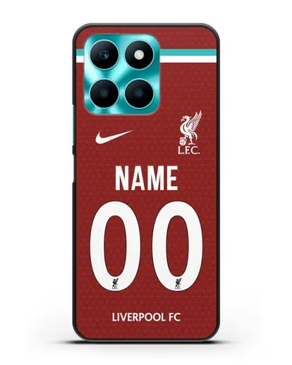 Именной чехол ФК Ливерпуль с фамилией и номером (сезон 2020-2021) домашняя форма силиконовый для Honor X6a