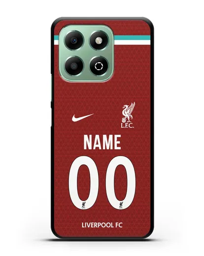 Именной чехол ФК Ливерпуль с фамилией и номером (сезон 2020-2021) домашняя форма силиконовый для Honor X6b