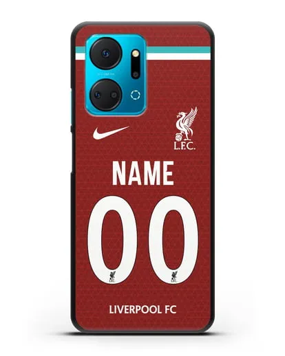 Именной чехол ФК Ливерпуль с фамилией и номером (сезон 2020-2021) домашняя форма силиконовый для Honor X7a Plus