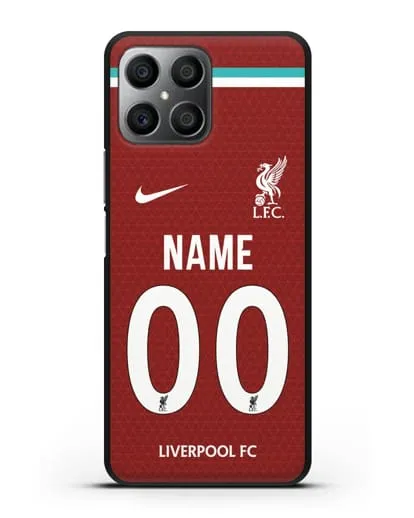 Именной чехол ФК Ливерпуль с фамилией и номером (сезон 2020-2021) домашняя форма силиконовый для Honor X8