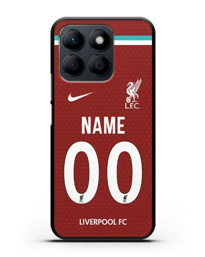 Именной чехол ФК Ливерпуль с фамилией и номером (сезон 2020-2021) домашняя форма силиконовый для Honor X8b