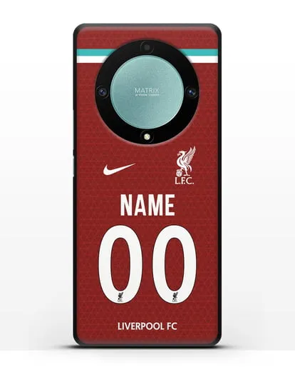 Именной чехол ФК Ливерпуль с фамилией и номером (сезон 2020-2021) домашняя форма силиконовый для Honor X9a