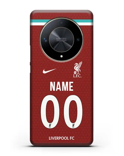 Именной чехол ФК Ливерпуль с фамилией и номером (сезон 2020-2021) домашняя форма силиконовый для Honor X9b