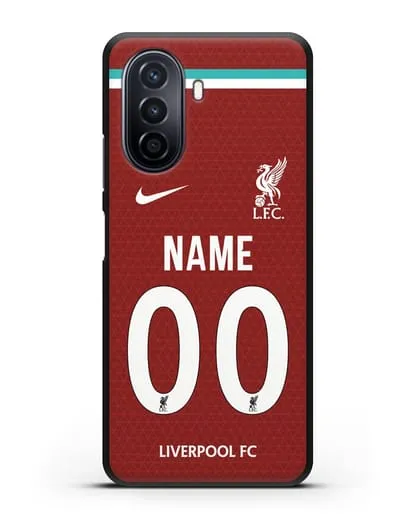 Именной чехол ФК Ливерпуль с фамилией и номером (сезон 2020-2021) домашняя форма силиконовый для Huawei Nova Y70