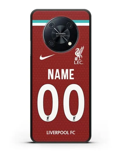 Именной чехол ФК Ливерпуль с фамилией и номером (сезон 2020-2021) домашняя форма силиконовый для Huawei Nova Y90