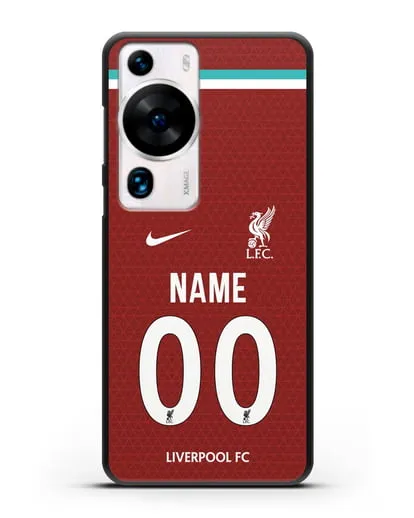 Именной чехол ФК Ливерпуль с фамилией и номером (сезон 2020-2021) домашняя форма силиконовый для Huawei P60 Pro