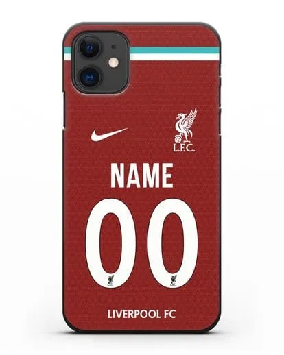 Именной чехол ФК Ливерпуль с фамилией и номером (сезон 2020-2021) домашняя форма силиконовый для iPhone 11