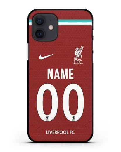 Именной чехол ФК Ливерпуль с фамилией и номером (сезон 2020-2021) домашняя форма силиконовый для iPhone 12