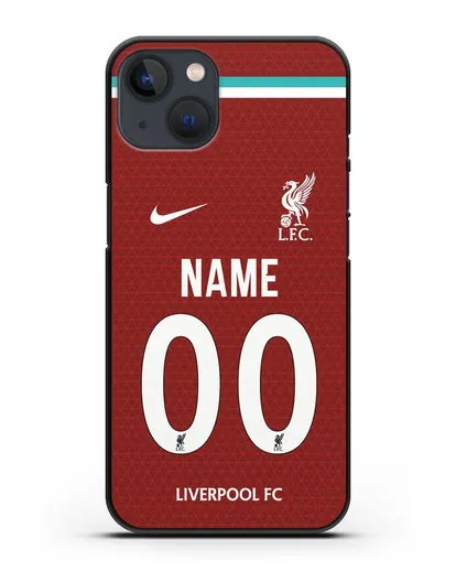 Именной чехол ФК Ливерпуль с фамилией и номером (сезон 2020-2021) домашняя форма силиконовый для iPhone 13 Mini