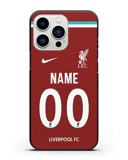 Именной чехол ФК Ливерпуль с фамилией и номером (сезон 2020-2021) домашняя форма силиконовый для iPhone 13 Pro