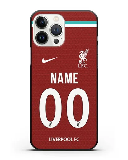 Именной чехол ФК Ливерпуль с фамилией и номером (сезон 2020-2021) домашняя форма силиконовый для iPhone 13 Pro Max