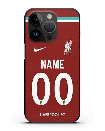 Именной чехол ФК Ливерпуль с фамилией и номером (сезон 2020-2021) домашняя форма силиконовый для iPhone 14 Pro