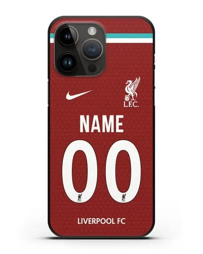 Именной чехол ФК Ливерпуль с фамилией и номером (сезон 2020-2021) домашняя форма силиконовый для iPhone 14 Pro Max