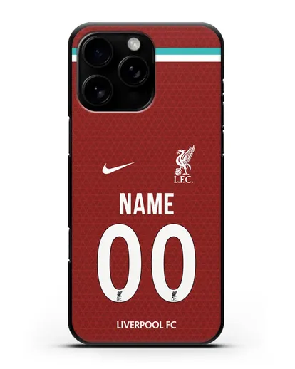 Именной чехол ФК Ливерпуль с фамилией и номером (сезон 2020-2021) домашняя форма силиконовый для iPhone 16 Pro Max