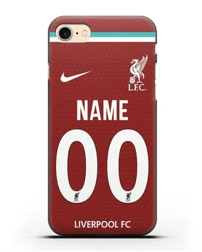 Именной чехол ФК Ливерпуль с фамилией и номером (сезон 2020-2021) домашняя форма силиконовый для iPhone 8