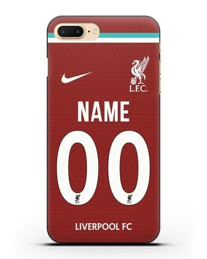 Именной чехол ФК Ливерпуль с фамилией и номером (сезон 2020-2021) домашняя форма силиконовый для iPhone 7 Plus