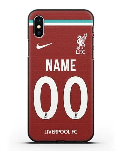 Именной чехол ФК Ливерпуль с фамилией и номером (сезон 2020-2021) домашняя форма силиконовый для iPhone X